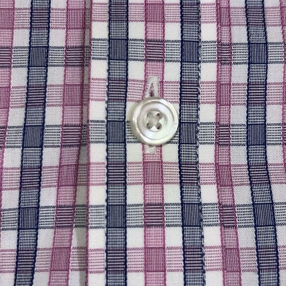 UNTUCKit Dolcetto Button Up Shirt Mens Large Wrinkle Free‎ Pink Blue White Check - Picture 8 of 8
